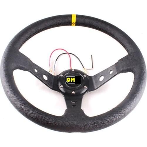 14 inch 350MM Universal 95mm Car Modified PU Steering Wheel PVC Leather Racing Sports Steering Wheel With Logo
