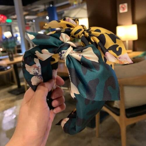 Knot Cross Tie Sweet Leopard Printed Floral Hair Band Headband Girl Bow Hoop Hair Accessories Twist Headwear Headdress for Women