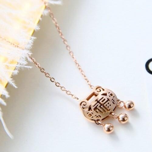 YUN RUO Rose Gold Color Longevity Lock Pendant Necklace for Woman 316L Stainless Steel Jewelry Never Fade Hot Sell DropShipping