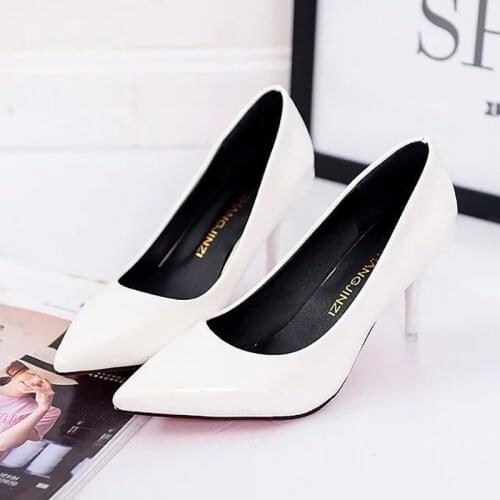 Women Shoe Red Black Shoes Heel Woman Flock High Heels Women Pumps Ladies Office Shoes Pointed Toe Summer Heels NVDX1