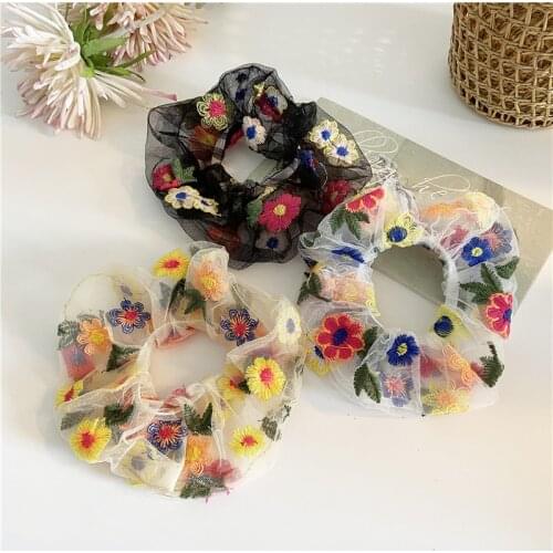 Fashion Hair Scrunchies Plaid Scrunchie Elastic Hair Bands Cute Women Girl Rubber Hair Ties Transparent Ponytail Holder Headwear