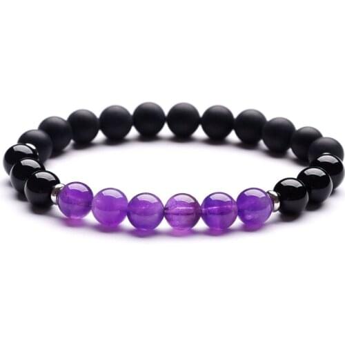 2019 8MM Natural Stone Frosted Black Mix Stainless Steel Energy Bracelet Gift For Women Fashion Bracelets