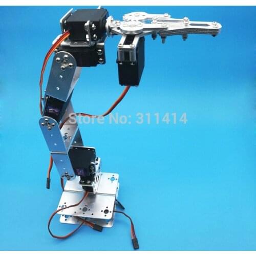 1set Aluminium Robot 6 DOF Arm Mechanical Robotic Arm Clamp Claw Mount Kit W/ Servos Servo Horn For Arduino DIY Robot Parts