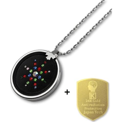 1 Quantum Energy Pendant Necklace with 6 Anti Radiation Protection Shield Stickers for Phone