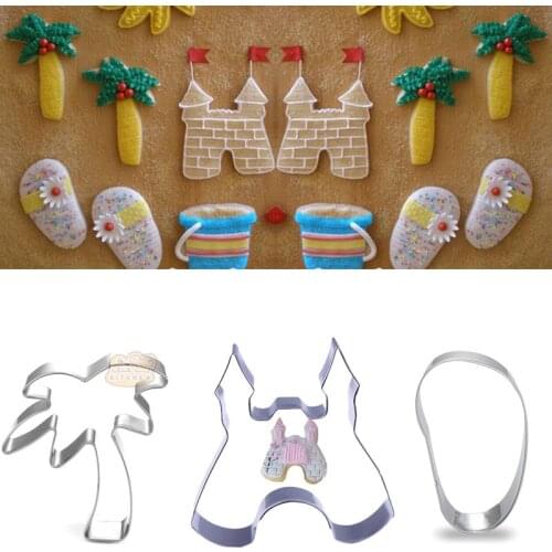 1pcs patisserie reposteria Coconut Tree Castle Flip Flop Fondant Cake Decor Tool Cookie Cutter Biscuit Mold Pastry Cupcake Mould