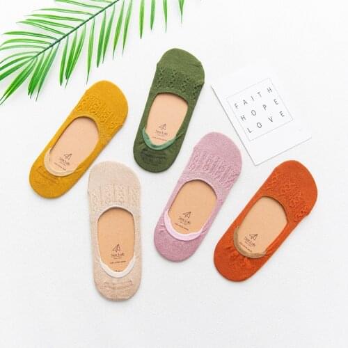 Yishine New 2021 Womens Solid Prints Elegant Girls Casual Spring Summer Cotton Low Socks 10 Pairs