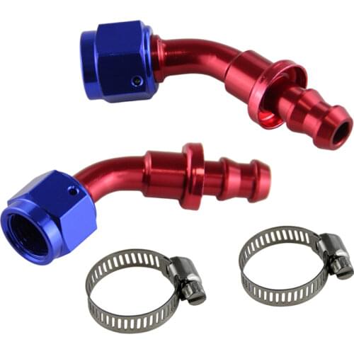 45 Degree Push On Oil Fuel Line Hose End Fitting with a size AN 6