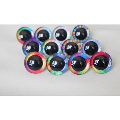 20pcs/lot new 9MM --35mm 3D rainbow colors toy safety eyes 3D Rainbow doll eyes + washer for diy plush doll--R12