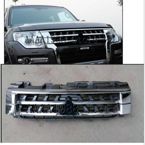2015-2016 For Mitsubishi Pajero Montero IV 4 V93 V95 V97 V98 Chrome Front Bumper Grille Label Silver
