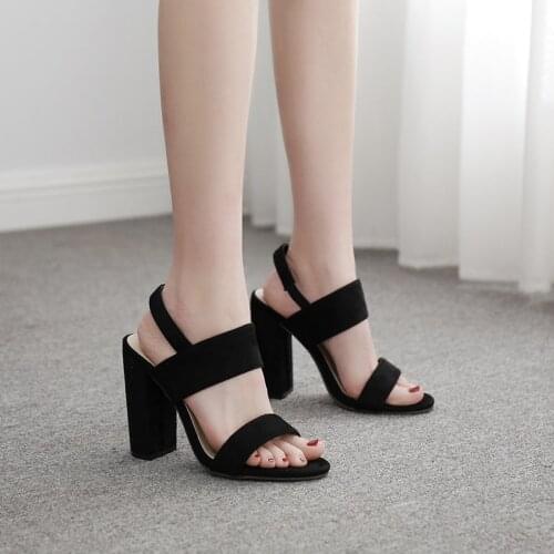 2020 Gladiator Sandals Fashion Women Sandals High Heels Open toe Ankle Strap Faux Suede Shoes Size 35-40 Pumps Women