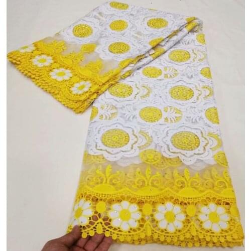 2021 High Quality African Nigerian Tulle Lace Fabric Embroidery Milk Silk Voile Cord French Dress Prom Party Gown 2.5yards