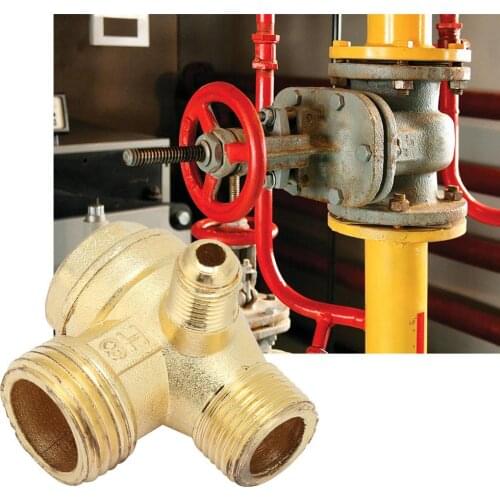 Zinc Alloy 3 Port Male Threaded Check Valve Connector Tool for Air Compressor Three-way Unidirectional Check Valve
