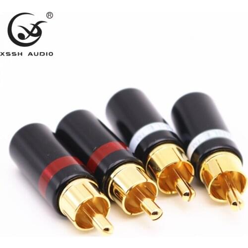4pcs/8pcs/16pcs RCA XSSH HIFI Hi-end 3mm 4mm 5mm AV Audio Cable Welding Gold Plated Brass Audio RCA Plug Connector Jack Terminal