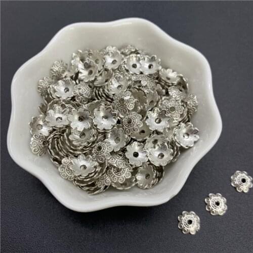 8x8mm 100pcs Alloy Beads Cap Ancient Silver Charms Flower Torus Shape Pendant Charms For Jewelry Making DIY Accessories -PJS049