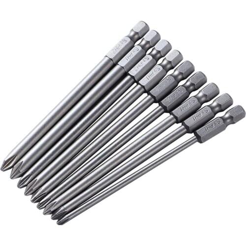 9pc PH2 Magnetic Screwdriver Bit S2 Steel 100mm Long For Electric Screw Driver
