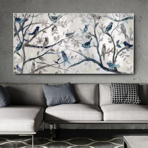 Abstract Bird on Branches Wood Landscape Canvas Painting Modern Prints and Posters Wall Art Pictures for Living Room Home Decor