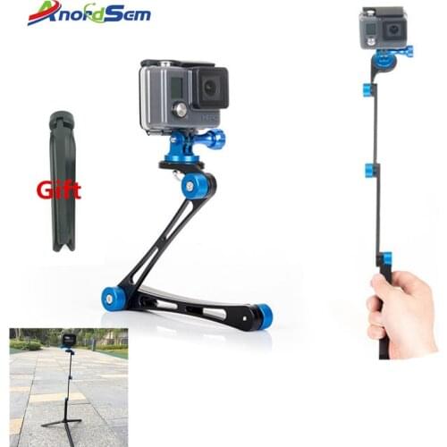Anordsem Aluminum Accessories 360 degrees Rotate Foldable Pole/Monopod for GoPro Hero 7/6/5/4/3+/3/Session Cameras For Yi 4k