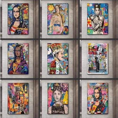 Banksy Graffiti Street Art Collection Follow Your Dream Smile Canvas Painting Abstract Posters and Prints Wall Picture for Decor