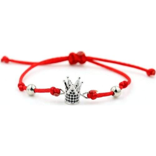BPPCCR Red rope String Macrame Reiki Chakra Lucky Crown Skull women Bracelets Bangles Tiny Cube Micro Pave Shiny Zircon