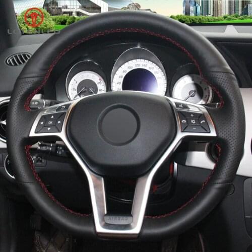 LQTENLEO Black Artificial Leather DIY Car Steering Wheel Cover for Mercedes Benz A-Class CLA-Class C-Class CLS-Class SLK-Class