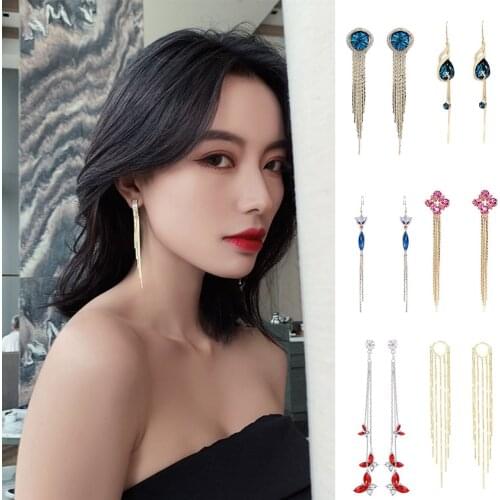 Long Tassel Drop Dangle Earring for Women Kpop Sweet Metal Earrings Vintage Earrings Jewelry Gift