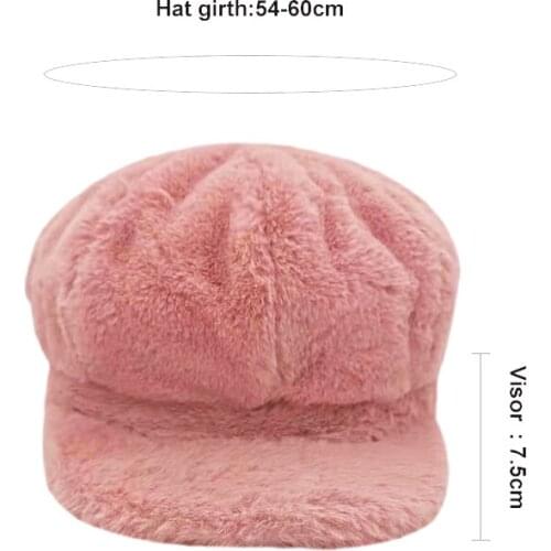 Hot Warm Newsboy Cap Beret Women Vintage Beret Solid Winter Pink Color Hats For Women Octagonal Caps Female
