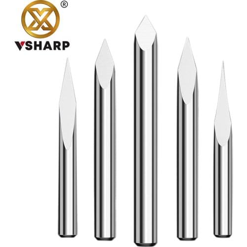 Vsharp 3 Edges 4mm Engraving Bit Carbide CNC Tool 20-90 Degree Milling Cutter Wood Acrylic PVC Jade Metal Engraving Carving