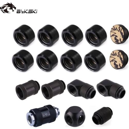 Bykski Fitting Kit OD12mm/14mm/16mm Hard tube Fitting / Rigid Tubing fitting combo /Hand Compression Connector Fitting /6 Colors