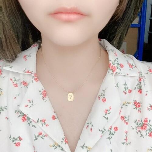 Fashion Girls Stainless Steel Hollow Tiny Number 7 Charm Pendant Necklace For Women Minimalist Korean Jewelry Party Friends Gift