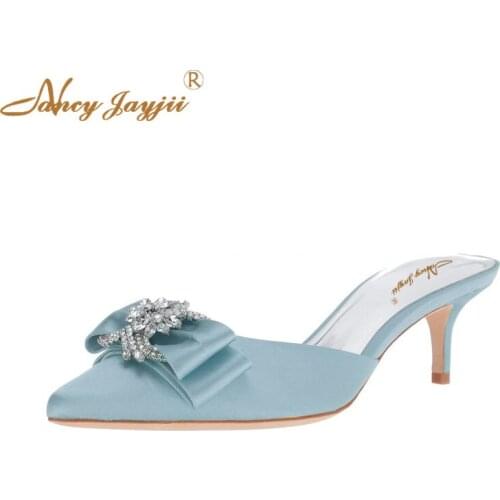 Nancyjayjii Women shoes Adult Slippers Blue Crystal Butterfly-kont Solid High heel Outside Basic Casual Fashion Leisure Classic