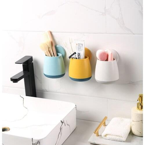 Wall Hanging Toothbrush Holder Bathroom Accessories Punch-Free Suction Cup Rack Toothpaste Toothbrush Storage Box Put Comb Tube