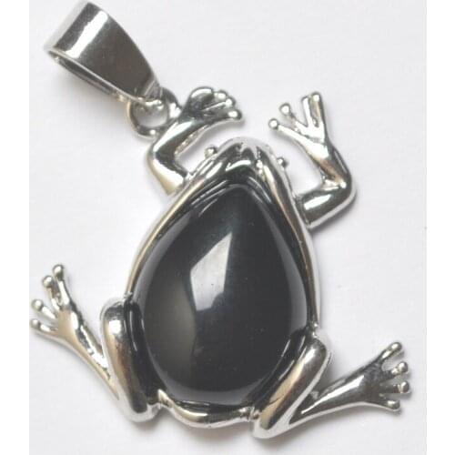 Natural Black Carnelian Stone Bead GEM Pendant Frog Animal Jewelry For Gift Fashion S3085