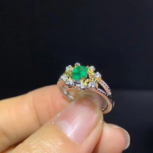 Charming green emerald ring for women jewelry natural gem real 925 silver ring MAY birthstone girl party gift 4*5mm size gem