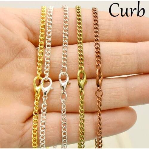 20 pcs - Curb Chain Necklace, 18 inch & 24 Inch Curb Necklace, Thick Chain Chunky Necklace - Silver Plated/Gold/Bronze/Copper