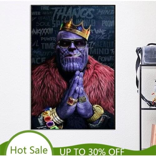 Marvel Avengers Movie Poster And Print Thanos With Crown Superhero Canvas Painting Wall Art Living Bedroom Home Decor Picture