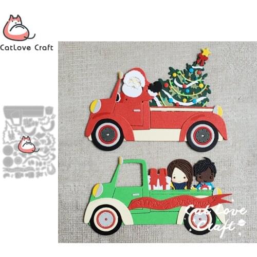 Christmas Santa Claus Kid Car Metal Cutting Dies Scrapbooking Stencil Die Cuts Card Making DIY Craft Embossing New Dies For 2021