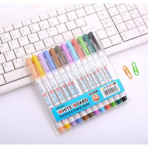 White board pen s506 easy to wipe color fine lead can wipe waterborne children white board pen 12 colors