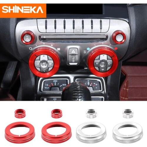 SHINEKA Car Interior Center Control Switch Button Knob Decor Ring Cover Aluminum alloy Accessoriy For Chevrolet Camaro 2010-2015