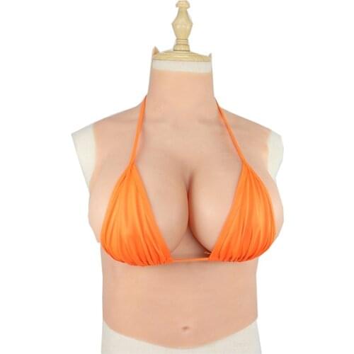 Silicone Breast Forms Artificial Boobs High Collar Crossdressing Apparel for Crossdresser Transgender Drag Queen Shemale