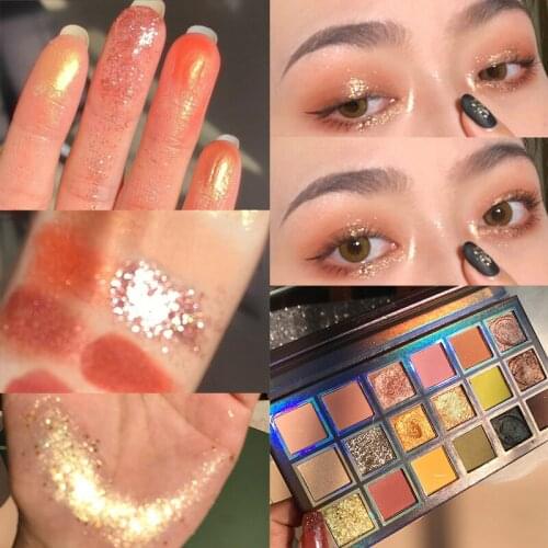 Sweet Mint 18 Colors Glitter Eyeshadow Palette Shimmer Matte Pearlescent Mashed Sequin Eye Shadow Long Lasting Eye Makeup TSLM2