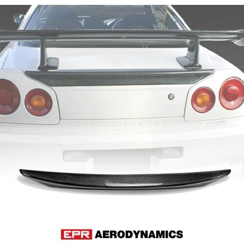 Car Styling For Nissan Skyline R34 GTR GTT Carbon Fiber MIN Style Rear Spoiler Glossy Fibre MI Trunk Wing Lip Racing Body Kit