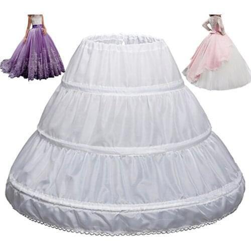 Wedding Underskirt Girl Children Petticoat 3 Hoops One Layer Kids Crinoline Lace Trim Flower Girl Dress Vestido De Noiva