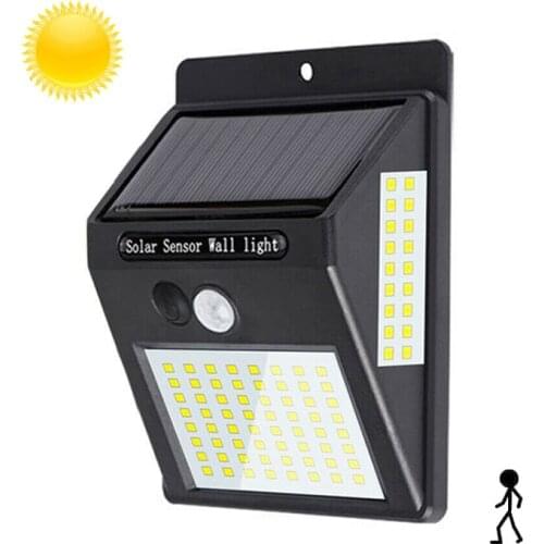 100LED Solar Motion Sensor Wall Light Outdoor Yard Street Lamp Sunlight Powered Three-side Waterproof Solar Light Garden Lamp