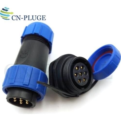 Waterproof 7 pin Cable Rear nut Connector SP21 LED Power Wire Connector Male Plug Female Socket IP68