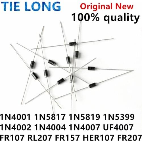 100PCS 1N4007 1N5819 1N4001 UF4007 FR107 FR157 FR207 1N4004 1N4002 HER107 RL207 1N5817 1N5399 DO-41 Rectifier Diode