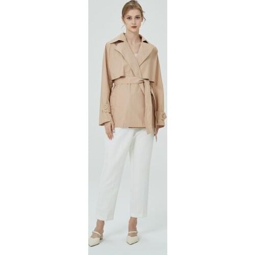 Spring Autumn Elegant Fasten Belt Midi Style Khaki Women’s Trench Coat 2021 Commuting British Dust Coat Plus Size XS-L
