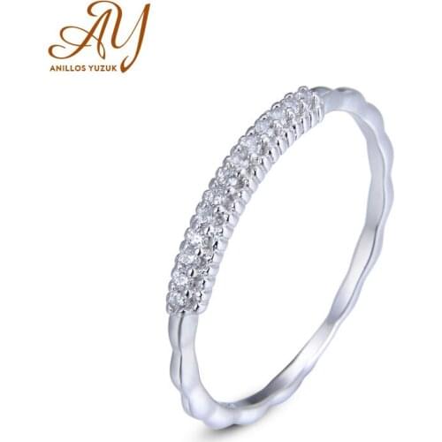 AAA CZ Wedding Rings 925 Sterling Silver Rings For Women Stackable Anniversary Ring Eternity Band Silver Fine Jewelry