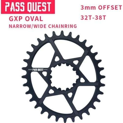 PASS QUEST GXP 3mm Offset Oval Narrow/Wide Chainring Road Bike Sprocket BB30 Single Plate X1 X9 X0 28T-38T