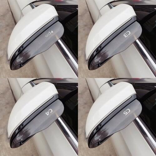 1 pair carbon Car Rearview Mirror Rainproof Eyebrow Cover flexible PVC rain blade cover for Citroen C3 C4 C5 DS3