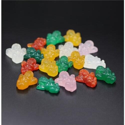 10PC Natural jade Chalcedony Colorful Angels beads Accessories DIY Bangle Charm Jewellery Fashion Hand-Carved Luck Amulet Gift